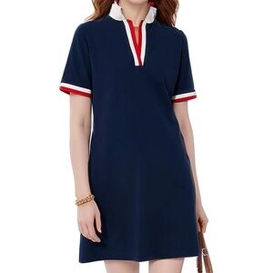 Tuckernuck Hutton Polo Dress Dark Navy Blue Short Sleeve Sporty